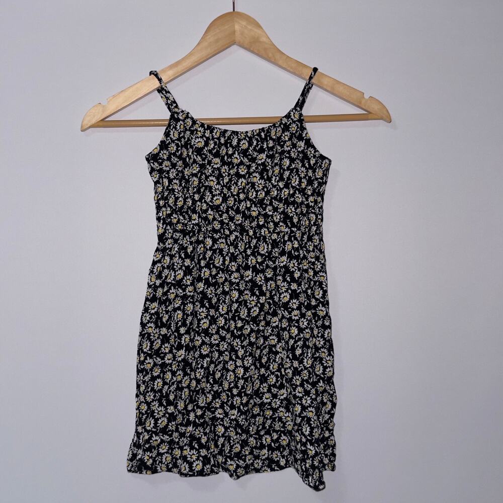 Art class spaghetti strap dress Black with Daisy Pattern girls size small(6/7)